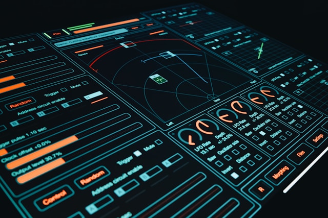 AI-powered control panel displaying system metrics and monitoring business operations.